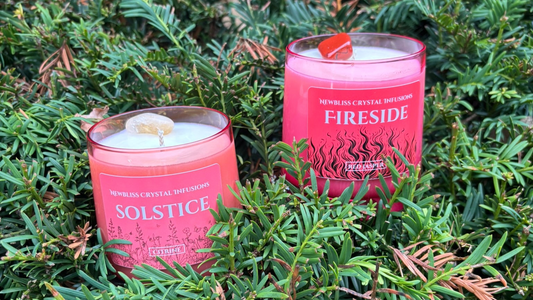 Fireside & Solstice – Crystal Infused Essential Oil Candles for Autumn & Winter Wellness