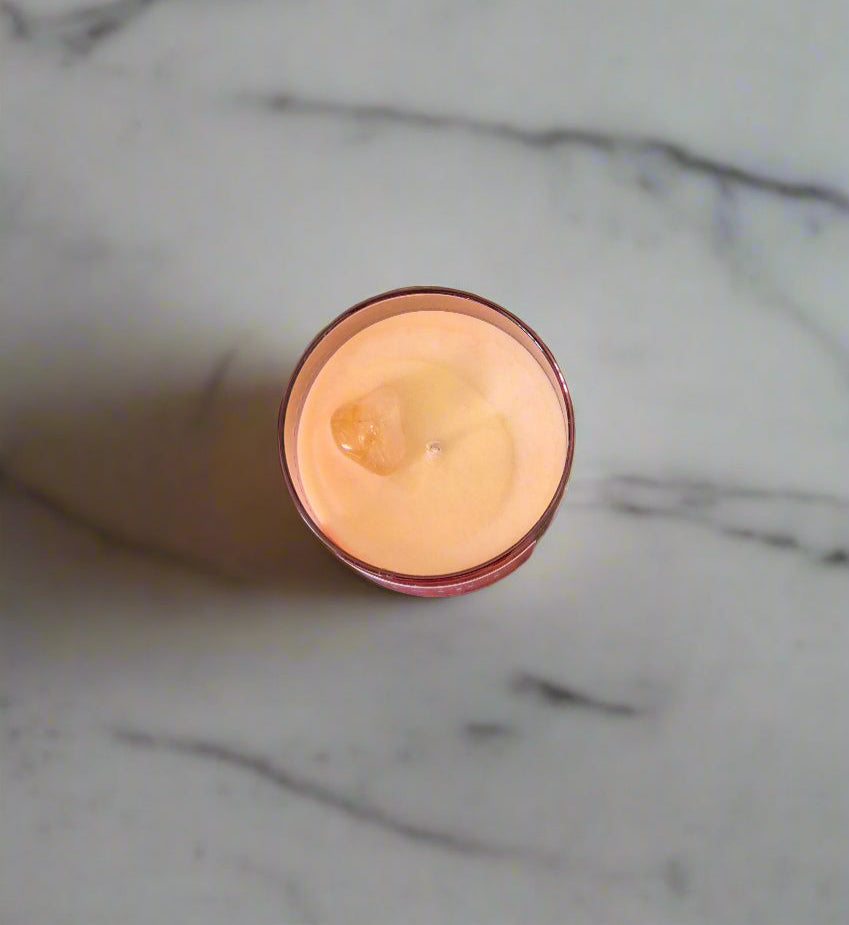 Solstice~ Citrine Infused crystal candle