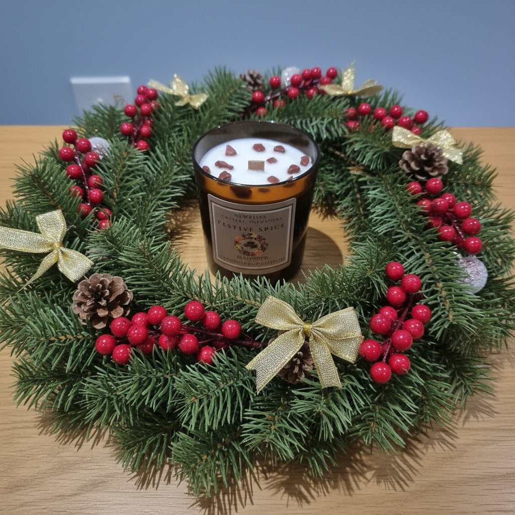 Festive Spice~Crystal Infused Candle