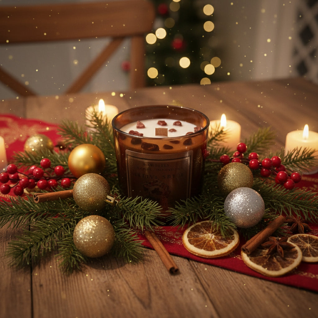 Festive Spice~Crystal Infused Candle