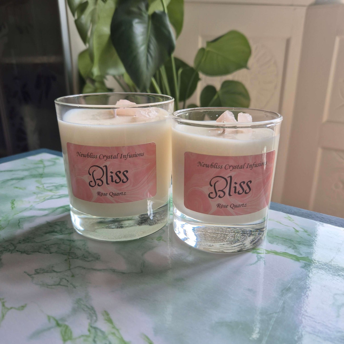 Bliss ~ Rose Quartz Crystal Infused Candle