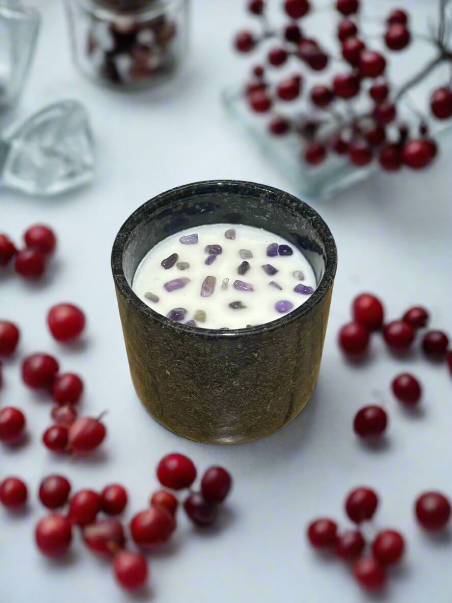 Winter Berry Crystal Infused Candle