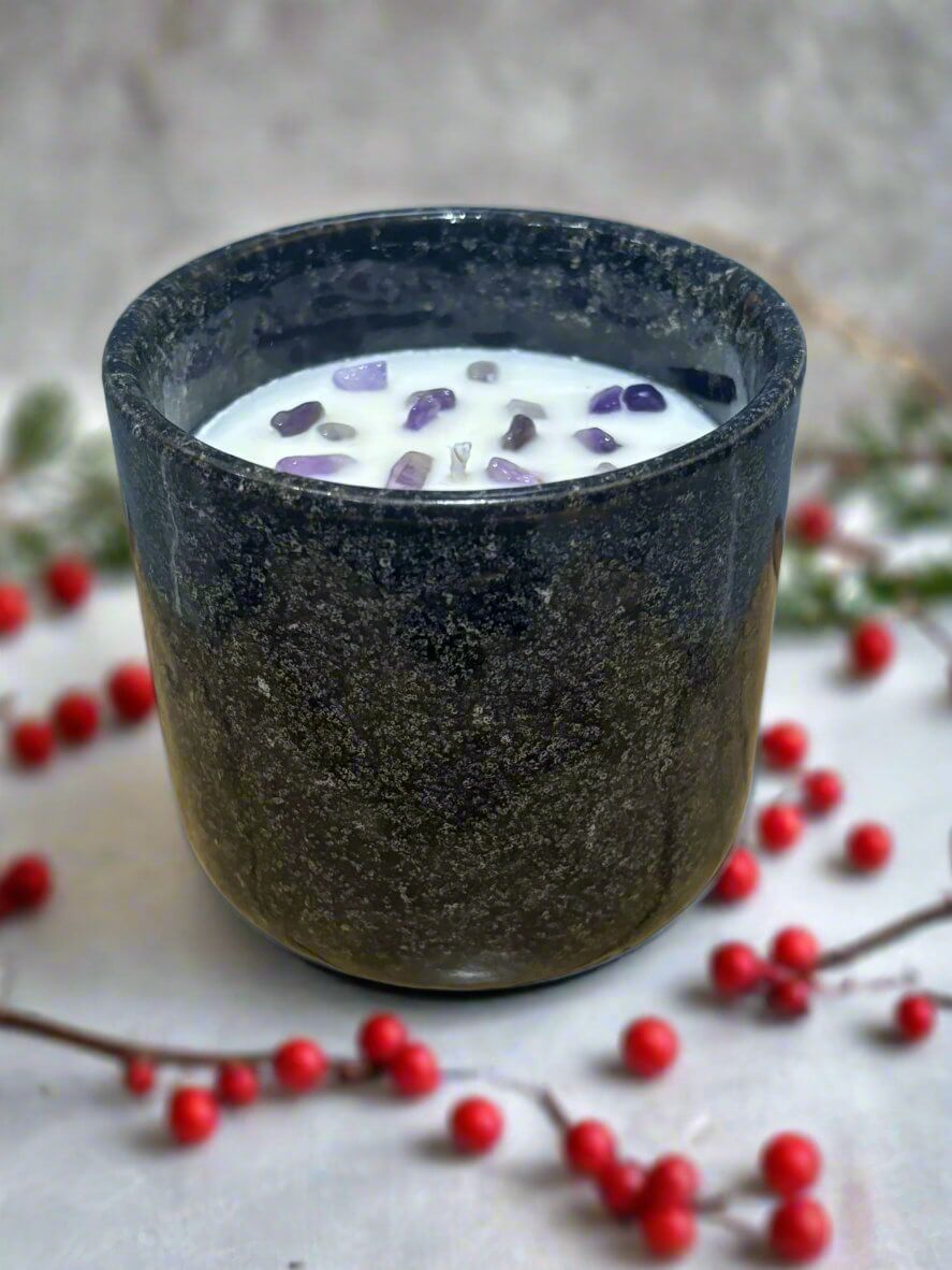 Winter Berry Crystal Infused Candle