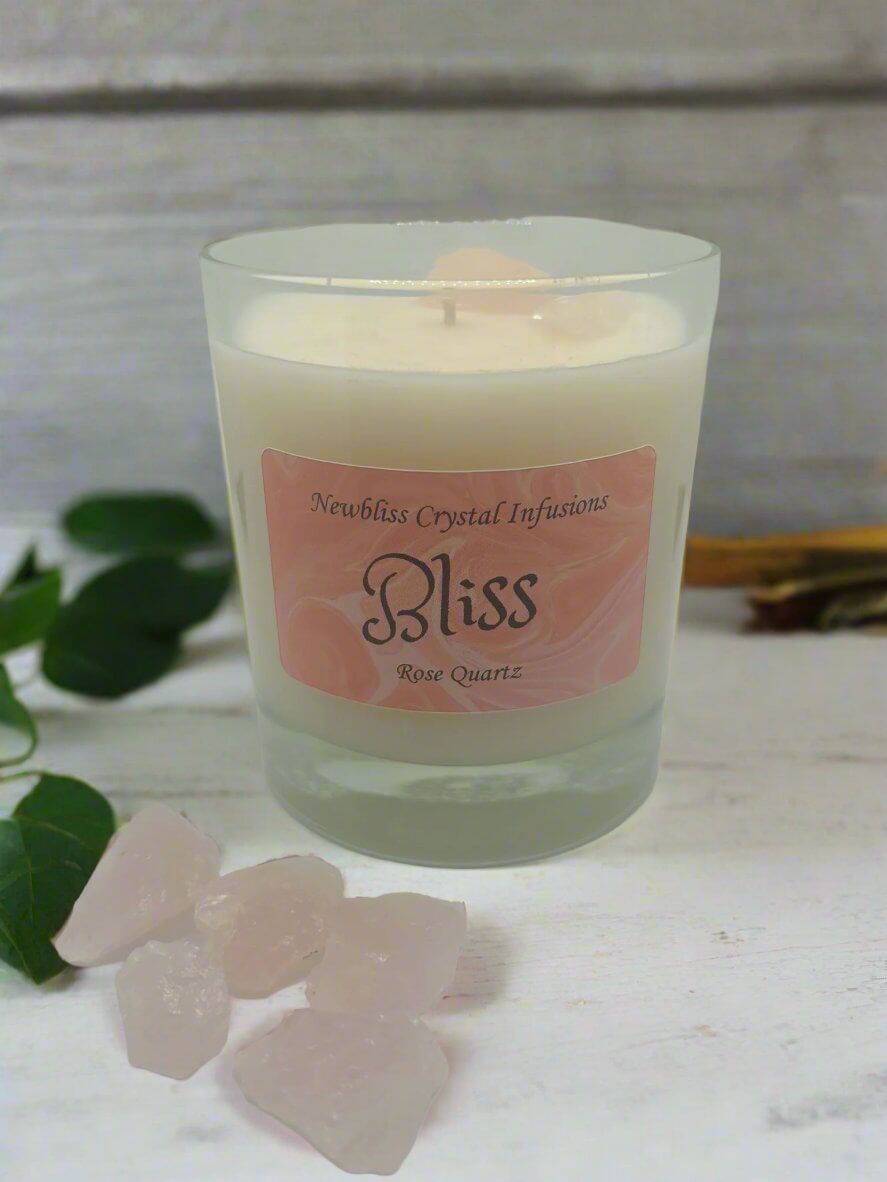 Bliss ~ Rose Quartz Crystal Infused Candle