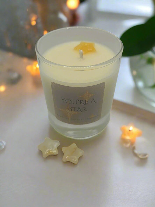 You're A Star ~ Citrine Crystal Infused Candle