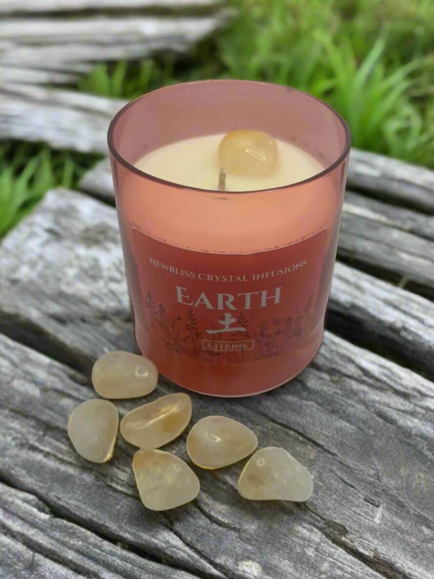 Earth element Feng Shui candle with Citrine 