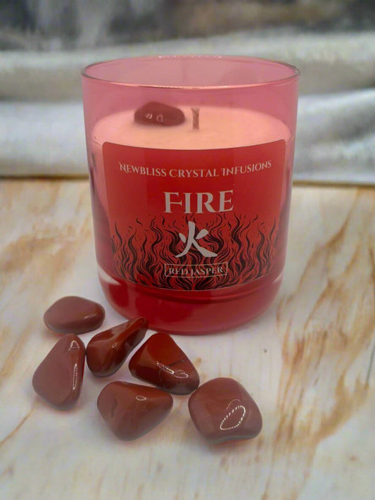 Fire~ Glow Feng Shui Red Jasper Infused Crystal Candle