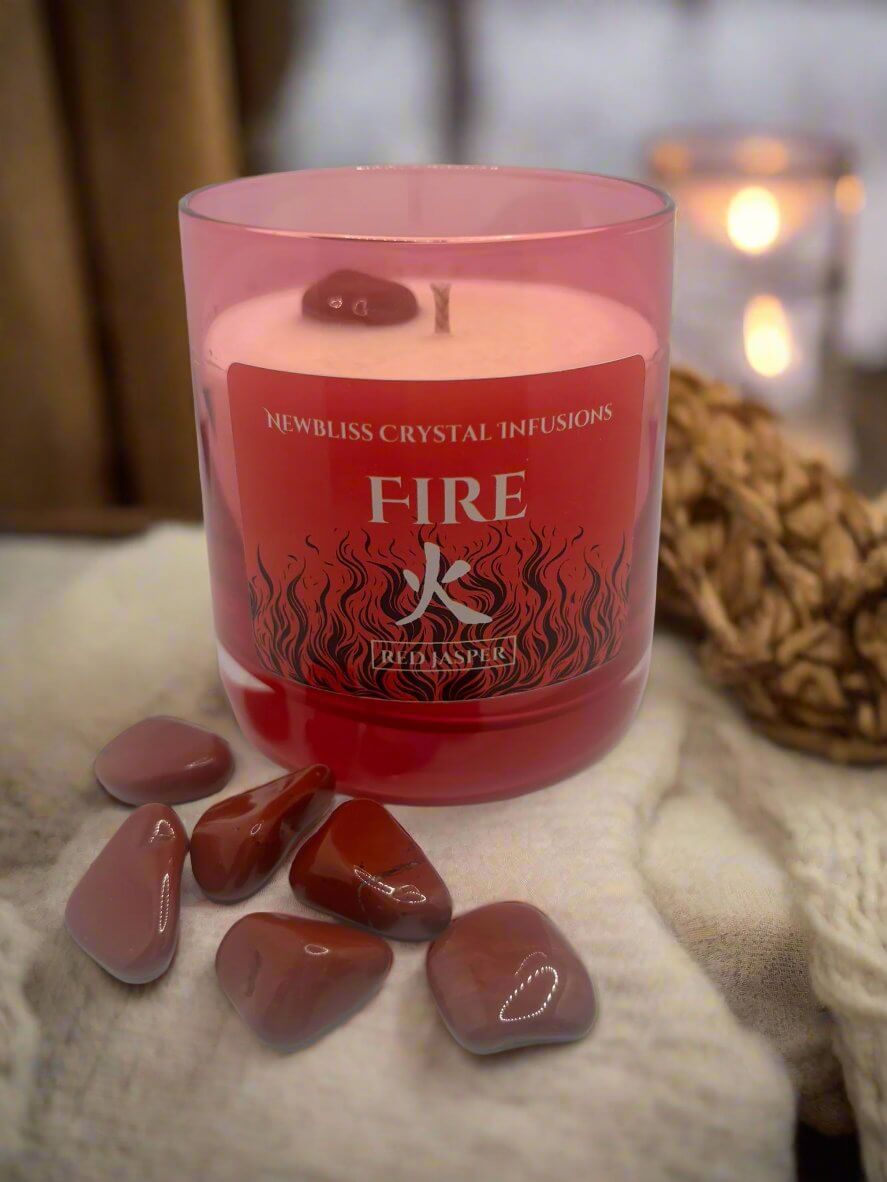 Fire~ Glow Feng Shui Red Jasper Infused Crystal Candle