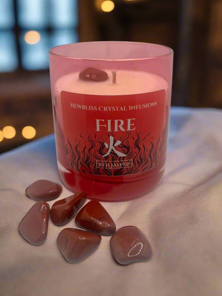 Fire~ Glow Feng Shui Red Jasper Infused Crystal Candle