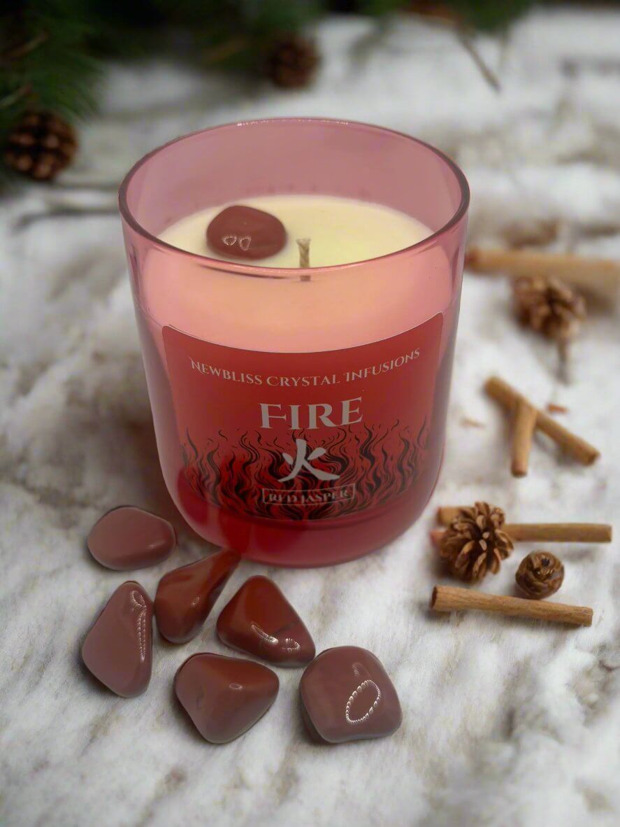 Fire~ Glow Feng Shui Red Jasper Infused Crystal Candle