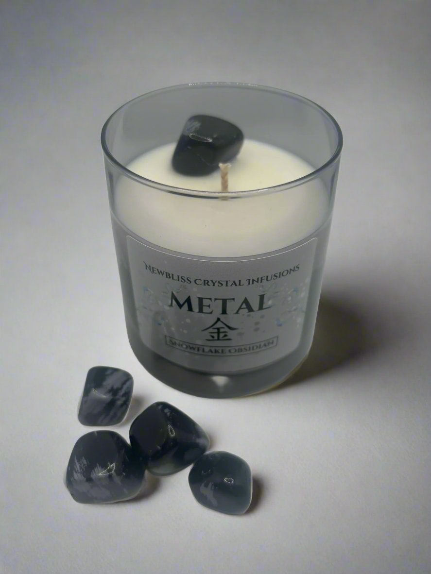 Metal Element Feng Shui Candle~ grey crystal infused