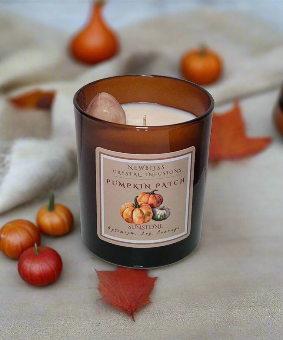 Pumpkin Patch ~ Sunstone Crystal Infused Soy/Coconut Wax Candle