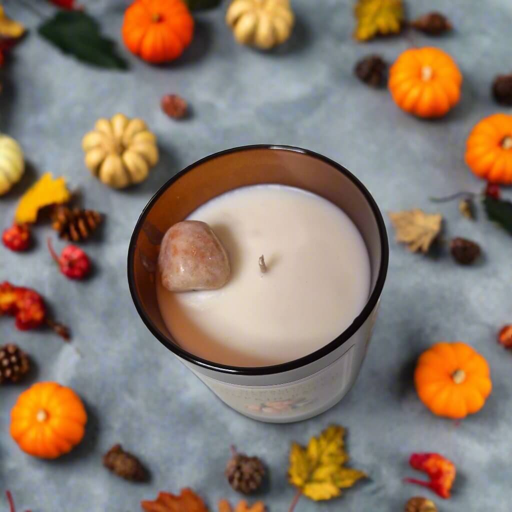 Pumpkin Patch ~ Sunstone Crystal Infused Soy/Coconut Wax Candle